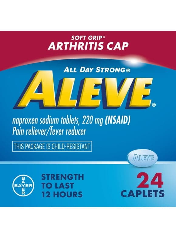 Aleve Caplets Soft Grip Arthritis Cap Naproxen Sodium Pain Reliever, 24 Count