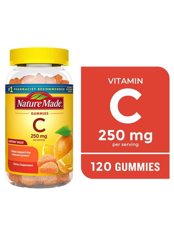 Nature Made Vitamin C 250 mg Per Serving Gummies, Dietary Supplement, 120 Count