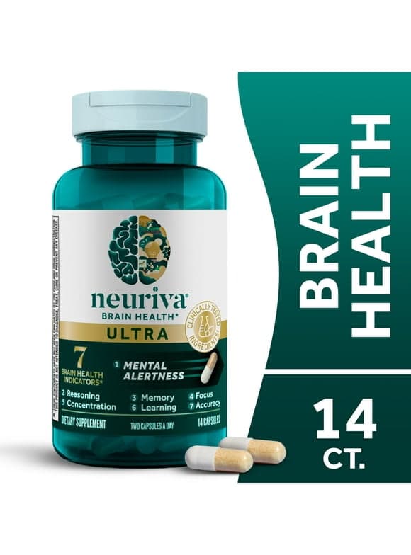 Neuriva Ultra Brain Health Supplement, Memory, Focus & Concentration Support, 14 Capsules