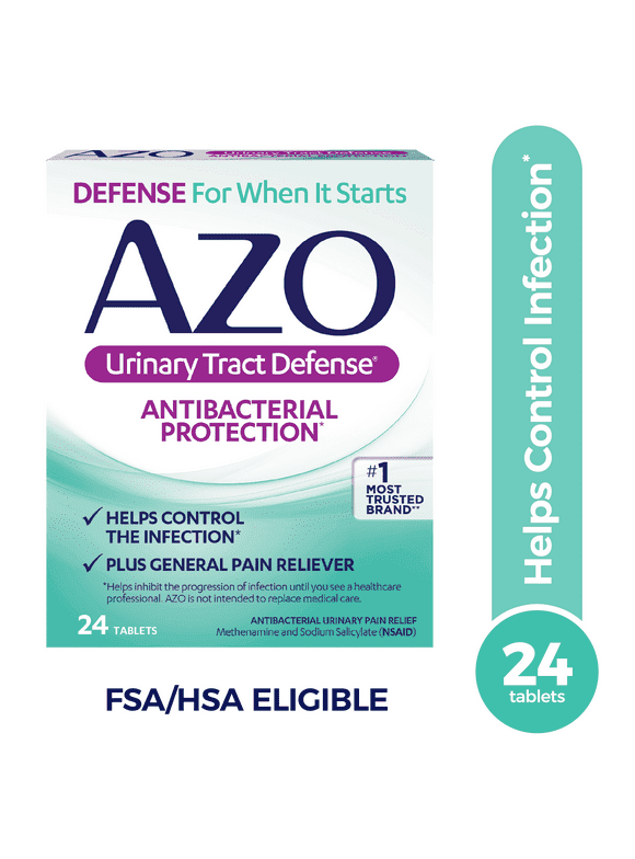 AZO Urinary Tract Defense Antibacterial Protection, FSA/HSA Eligible, Helps Control a UTI Until You Can See a Doctor, from The No. 1 Most Trusted Urinary Health Brand, 24 Count (Pack of 1)