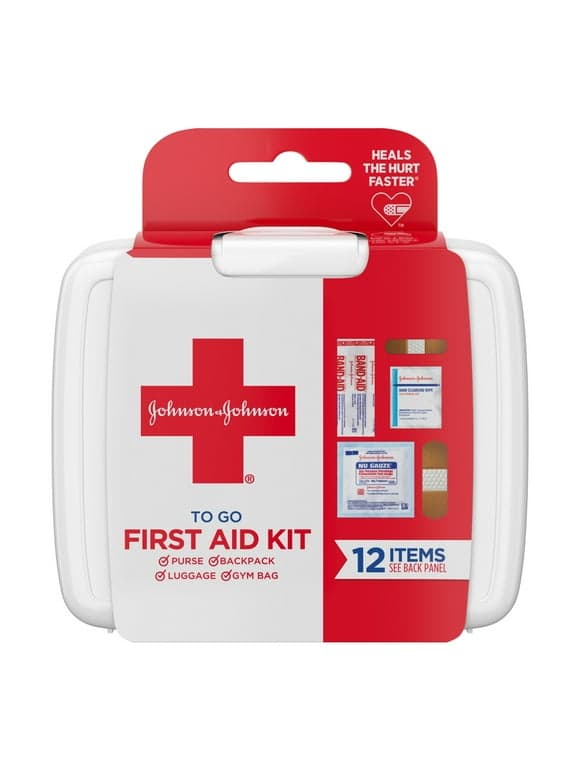 Johnson & Johnson First Aid To Go Portable Mini Travel Kit, 12 pieces