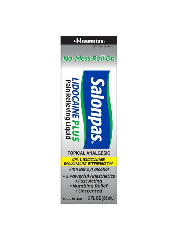 Salonpas Maximum Strength Lidocaine 4% Pain Relief Roll-on, 3oz