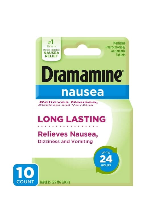 Dramamine Nausea Long Lasting, Nausea Relief Tablets, 10 Count