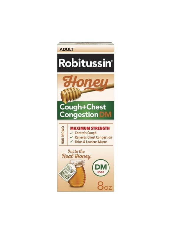 Robitussin Max Strength Cough Congestion DM and Cold Medicine, Honey, 8 Fl Oz