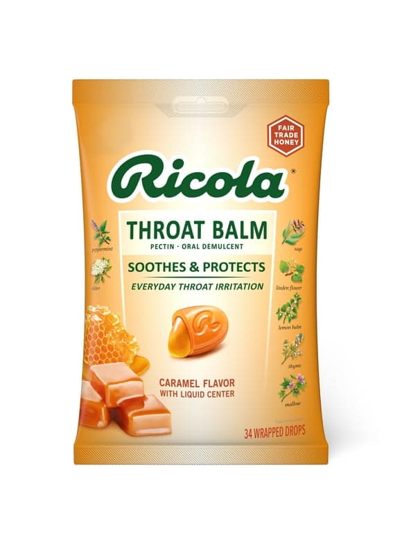 Ricola Caramel Throat Balm, 34 Count