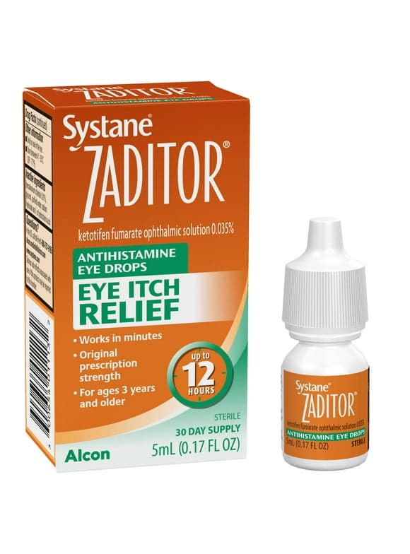 Systane Zaditor Antihistamine Eye Drops for Eye Allergy Itch Relief for Ages 3 Years and Older , 5 ml