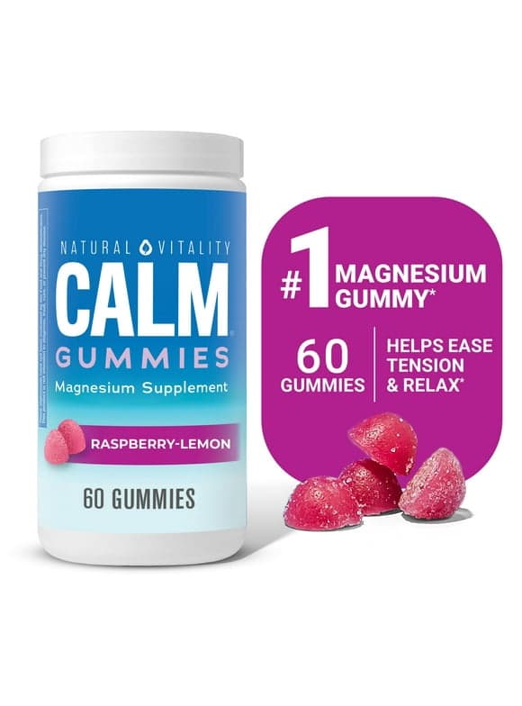 Natural Vitality Calm, Magnesium Citrate Gummies, Raspberry-Lemon, 60 Gummies